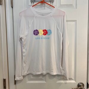 Life Is Good White Long Sleeve Rash Guard Sun Shirt